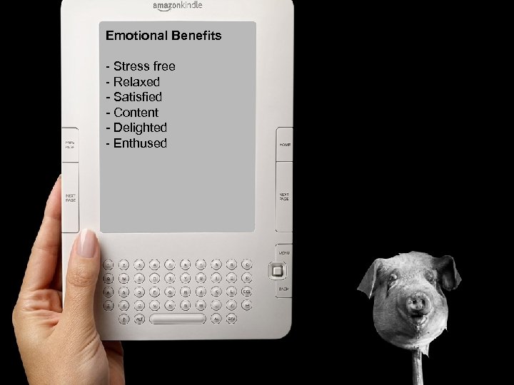 Emotional Benefits - Stress free - Relaxed - Satisfied - Content - Delighted -