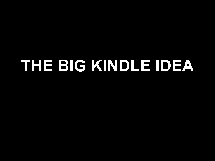 THE BIG KINDLE IDEA 