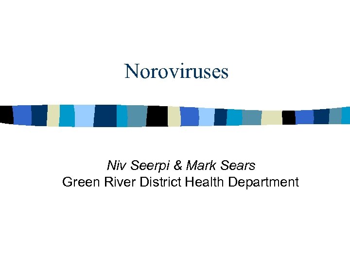 Noroviruses Niv Seerpi & Mark Sears Green River District Health Department 