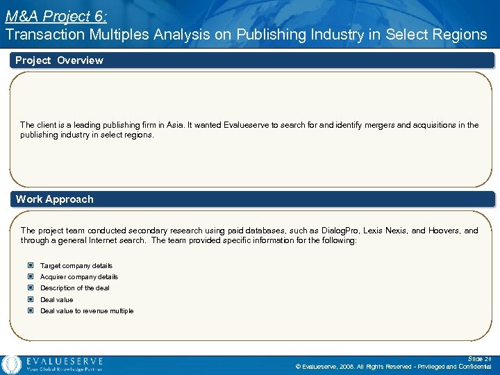 M&A Project 6: Transaction Multiples Analysis on Publishing Industry in Select Regions Project Overview