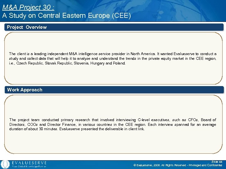 M&A Project 30 : A Study on Central Eastern Europe (CEE) Project Overview The