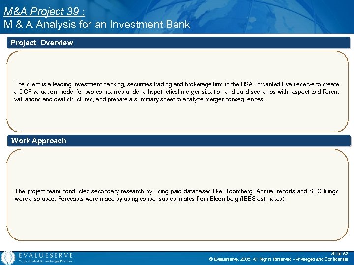 M&A Project 39 : M & A Analysis for an Investment Bank Project Overview