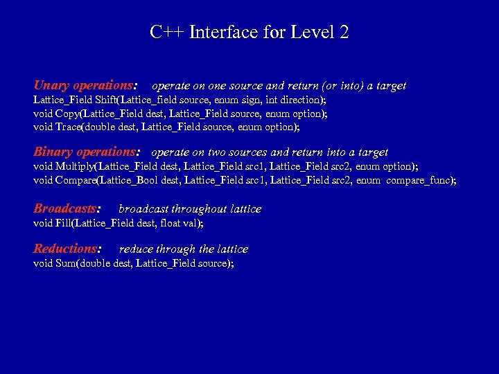 C++ Interface for Level 2 Unary operations: operate on one source and return (or