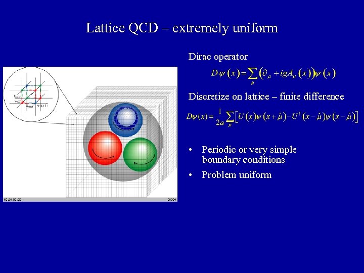 Lattice QCD – extremely uniform Dirac operator Discretize on lattice – finite difference •