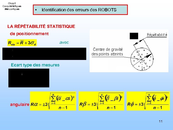 Chap 3 Caractéristiques Mécaniques • Identification des erreurs des ROBOTS LA RÉPÉTABILITÉ STATISTIQUE de