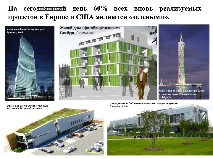 На сегодняшний день 60% всех вновь реализуемых проектов в Европе и США являются «зелеными»