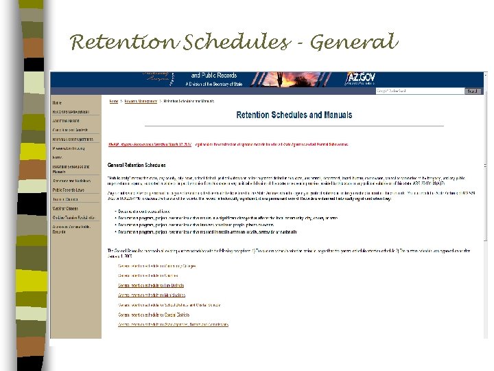 Retention Schedules - General 
