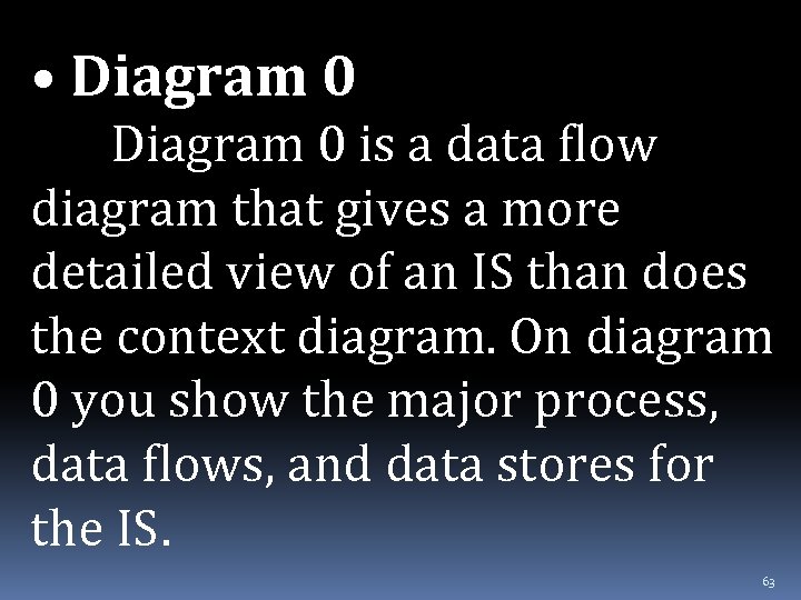  • Diagram 0 is a data flow diagram that gives a more detailed
