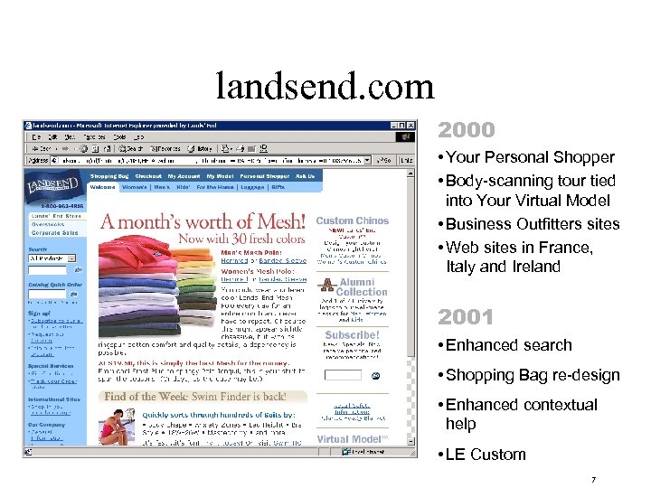 landsend. com 2000 • Your Personal Shopper • Body-scanning tour tied into Your Virtual