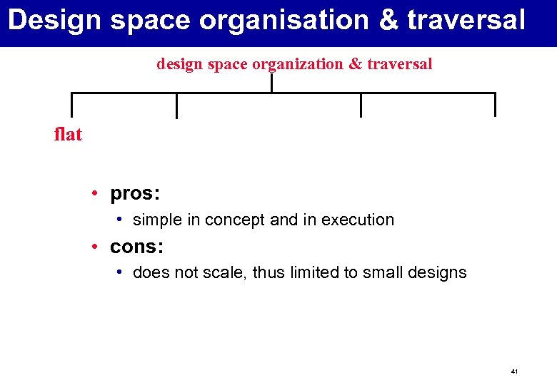 Design space organisation & traversal design space organization & traversal flat • pros: •