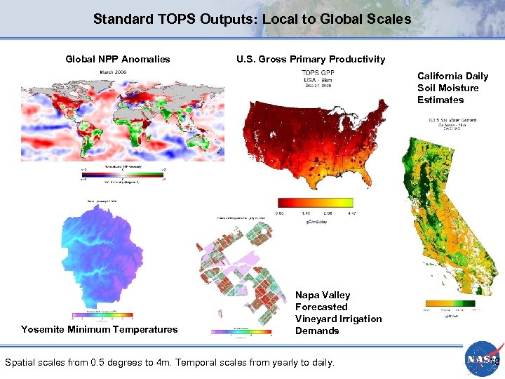 Standard TOPS Outputs: Local to Global Scales Global NPP Anomalies U. S. Gross Primary