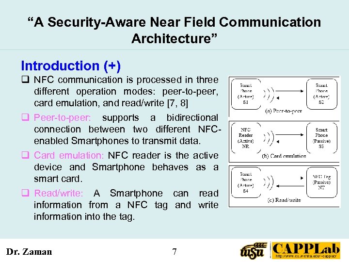 “A Security-Aware Near Field Communication Architecture” Introduction (+) q NFC communication is processed in