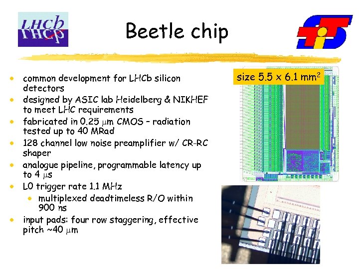 Beetle chip common development for LHCb silicon detectors designed by ASIC lab Heidelberg &