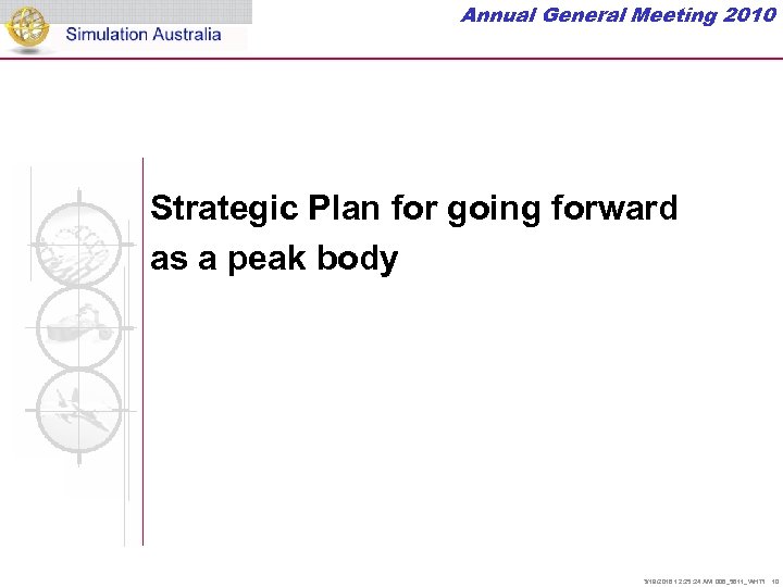 Annual General Meeting 2010 Strategic Plan for going forward as a peak body 3/19/2018