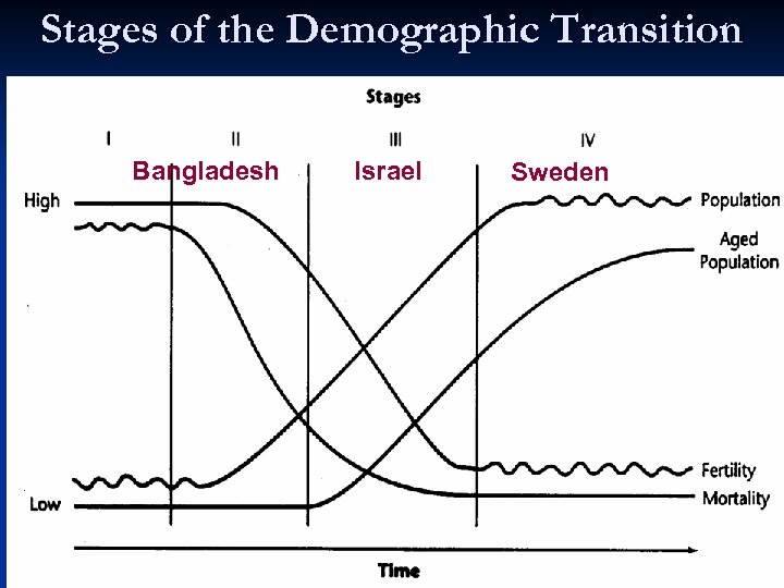 Stages of the Demographic Transition Bangladesh Israel Sweden 