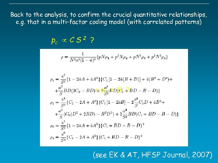 Back to the analysis, to confirm the crucial quantitative relationships, e. g. that in