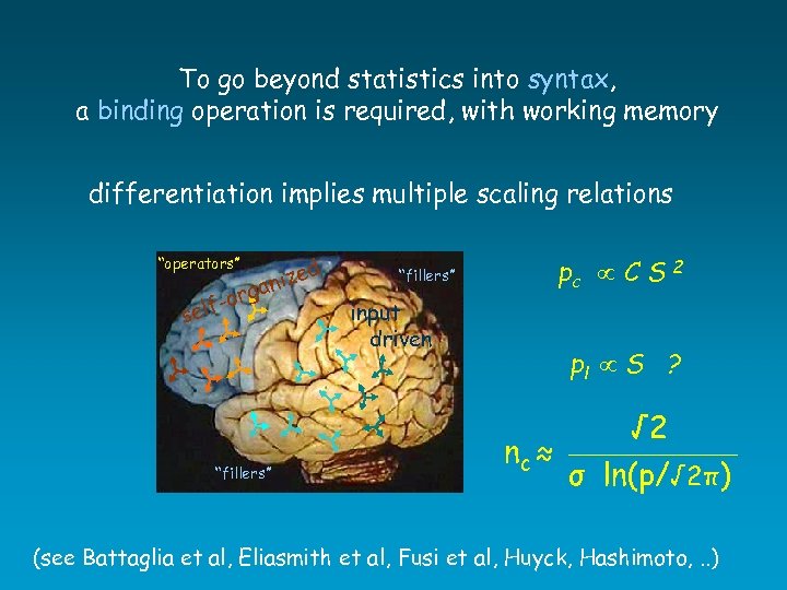 To go beyond statistics into syntax, a binding operation is required, with working memory