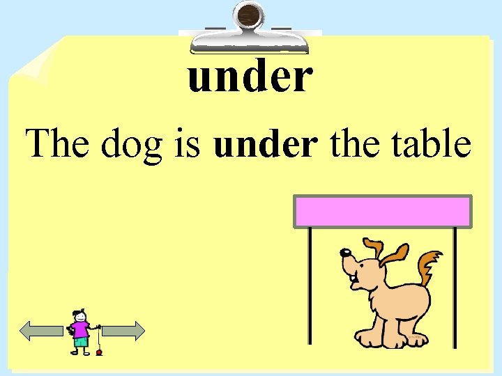 under The dog is under the table 