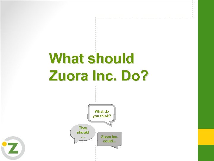 What should Zuora Inc. Do? What do you think? They should … Zuora Inc.