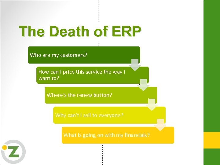 The Death of ERP Who are my customers? How can I price this service