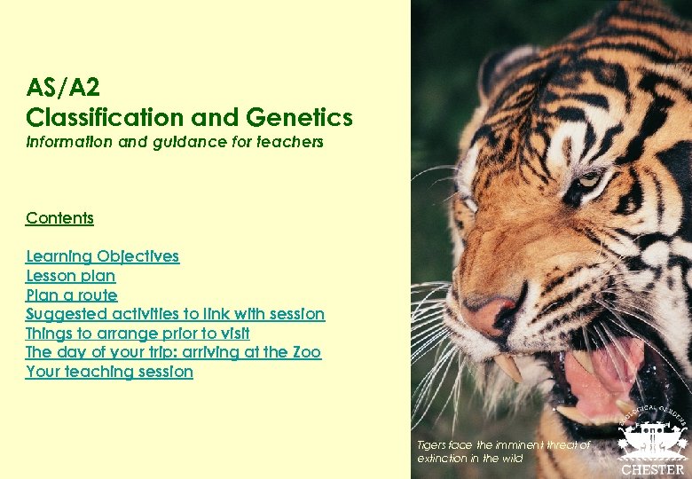 AS/A 2 Classification and Genetics Information and guidance for teachers Contents Learning Objectives Lesson