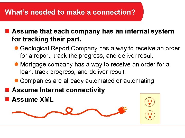 What’s needed to make a connection? n Assume that each company has an internal