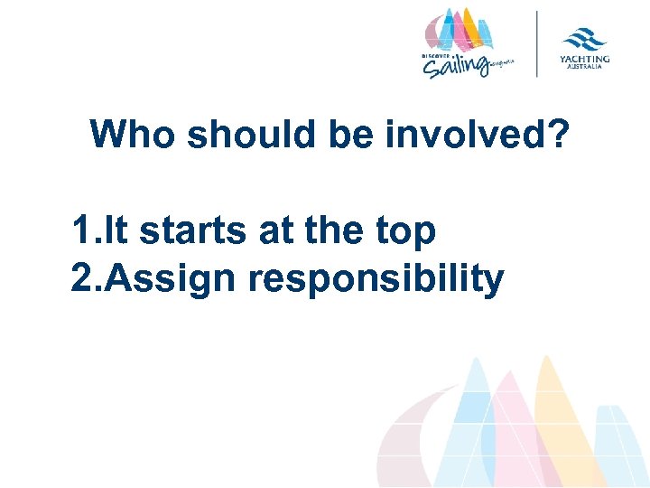 Who should be involved? 1. It starts at the top 2. Assign responsibility 