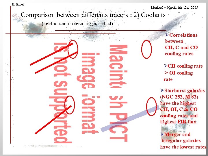 E. Bayet Moriond – March, 6 th-12 th 2005 Comparison between differents tracers :
