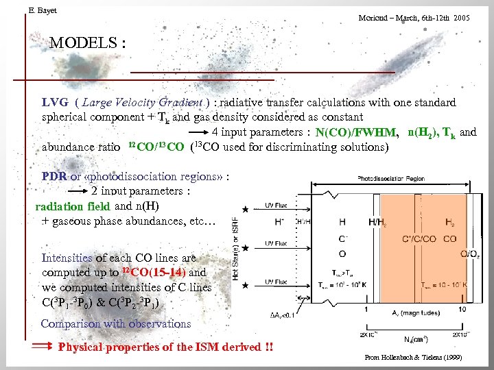 E. Bayet Moriond – March, 6 th-12 th 2005 MODELS : LVG ( Large