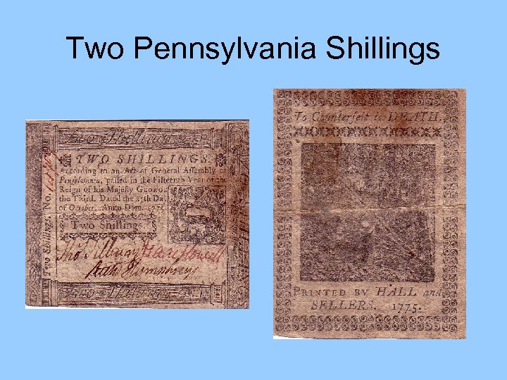 Two Pennsylvania Shillings 