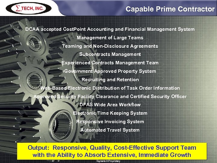 Capable Prime Contractor DCAA accepted Cost. Point Accounting and Financial Management System Management of