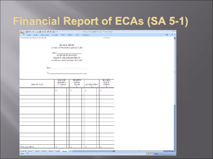 Financial Report of ECAs (SA 5 -1) 