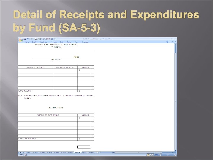 Detail of Receipts and Expenditures by Fund (SA-5 -3) 