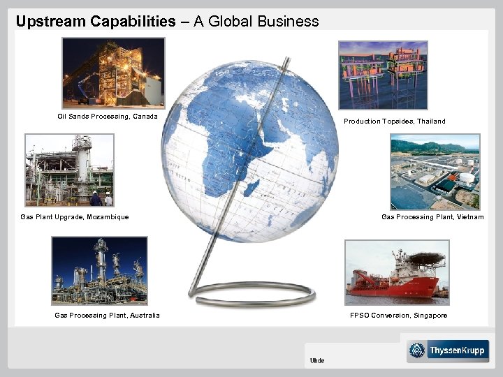 Upstream Capabilities – A Global Business Oil Sands Processing, Canada Gas Plant Upgrade, Mozambique