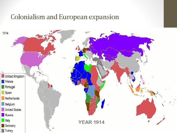 Colonialism and European expansion YEAR 1914 