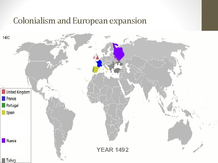 Colonialism and European expansion YEAR 1492 