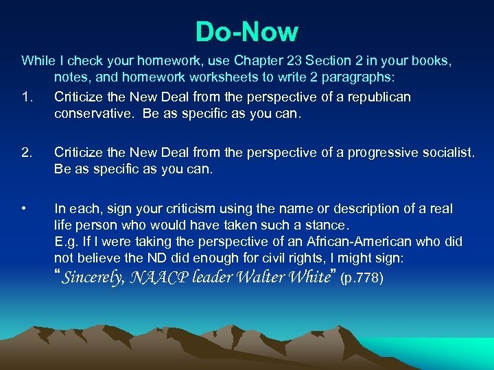 Do-Now While I check your homework, use Chapter 23 Section 2 in your books,