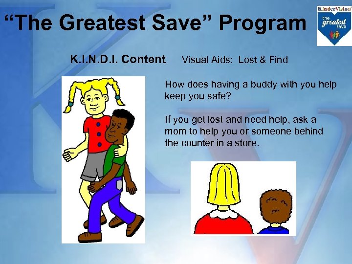 “The Greatest Save” Program K. I. N. D. I. Content Visual Aids: Lost &