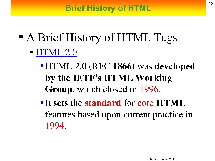 Brief History of HTML § A Brief History of HTML Tags § HTML 2.