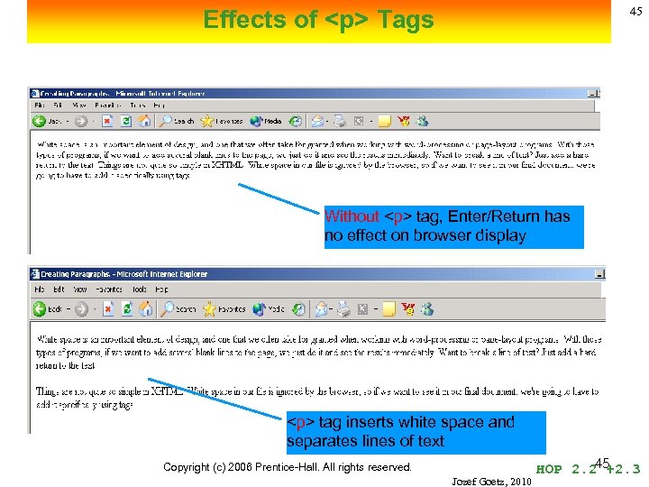 45 Effects of <p> Tags Without <p> tag, Enter/Return has no effect on browser