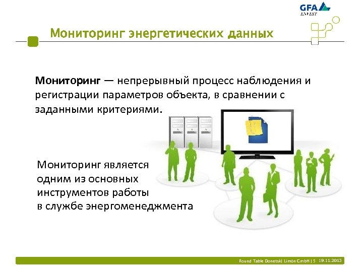 Мониторинг энергетических данных Мониторинг — непрерывный процесс наблюдения и регистрации параметров объекта, в сравнении