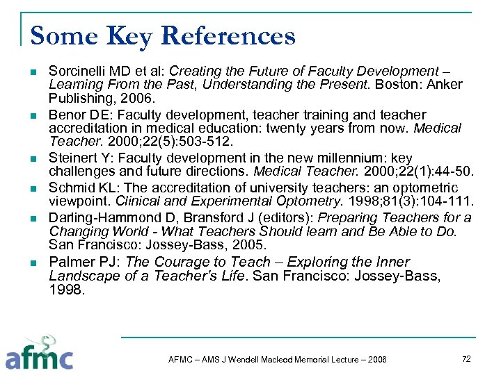 Some Key References n n n Sorcinelli MD et al: Creating the Future of