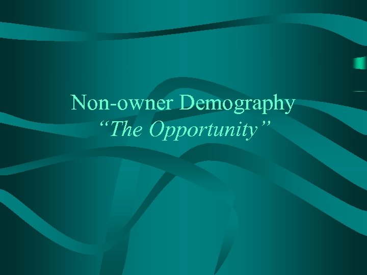 Non-owner Demography “The Opportunity” 