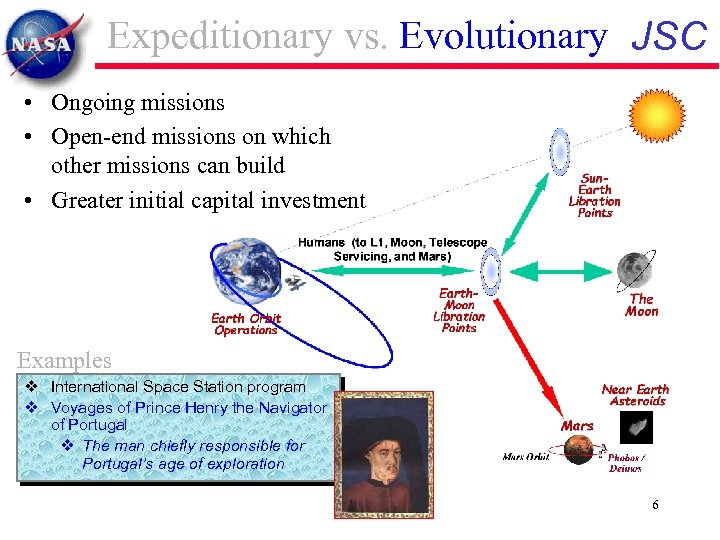 Expeditionary vs. Evolutionary JSC • Ongoing missions • Open-end missions on which other missions