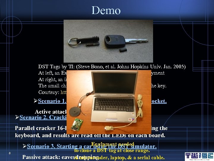 Demo DST Tags by TI: (Steve Bono, et al. Johns Hopkins Univ. Jan. 2005)