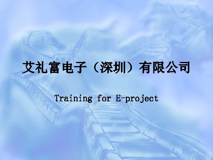 艾礼富电子（深圳）有限公司 Training for E-project 