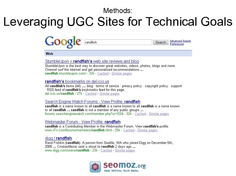 Methods: Leveraging UGC Sites for Technical Goals 