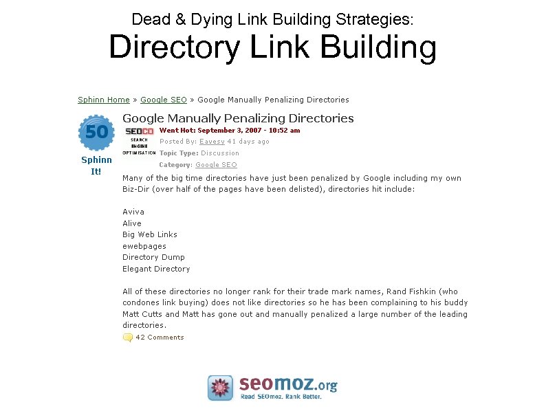 Dead & Dying Link Building Strategies: Directory Link Building 