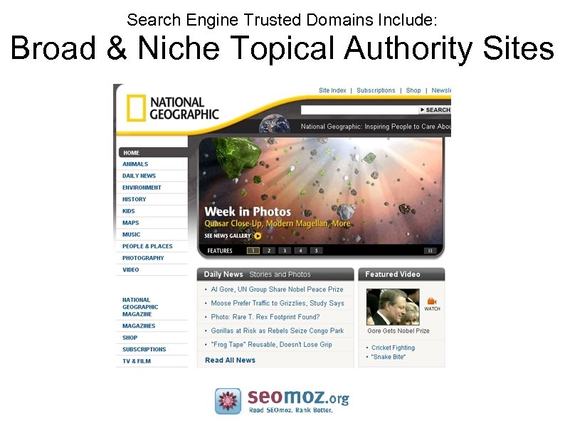Search Engine Trusted Domains Include: Broad & Niche Topical Authority Sites 