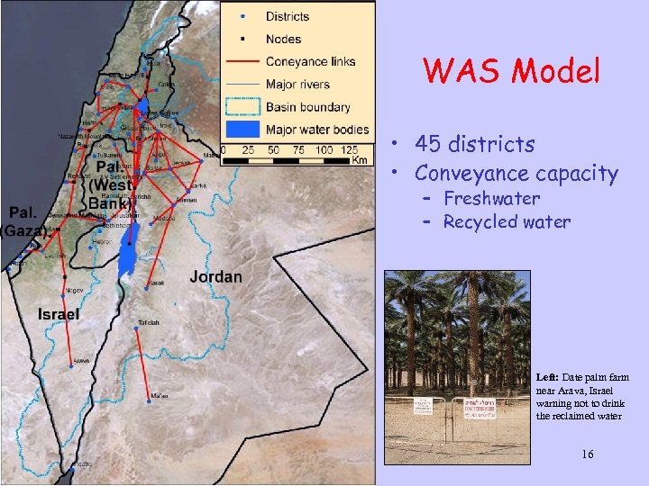 WAS Model • 45 districts • Conveyance capacity – Freshwater – Recycled water Left: